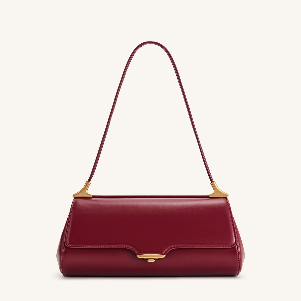 JW PEI Burgundy Eloise Leather Shoulder Handbag East West
